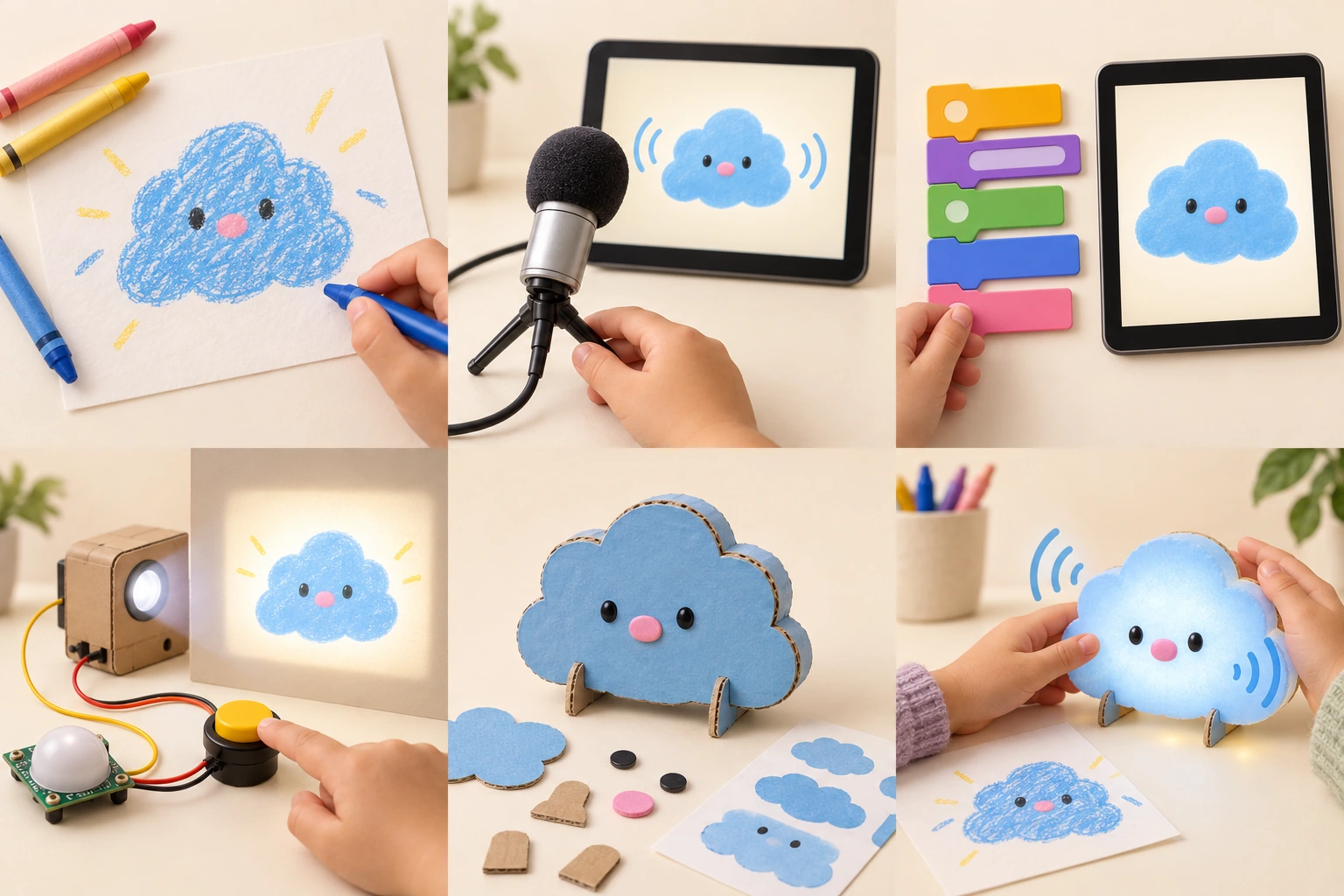 An illustrative drawing of a blue cloud creature